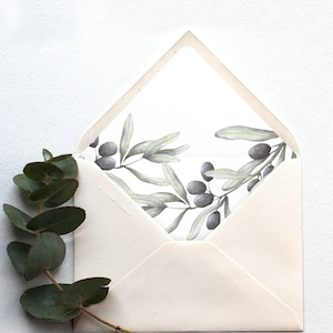 Printable olive envelope liner, sizes: A7 A1 C6 euro & square flap, botanical pattern envelope liner, instant download - GAIA
