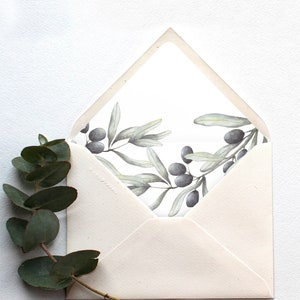 Olivgrüne Umschläge, Größen: A7 A1 C6, Umschlag mit Klappe, mit botanischem Muster, Sofortdownload - GAIA