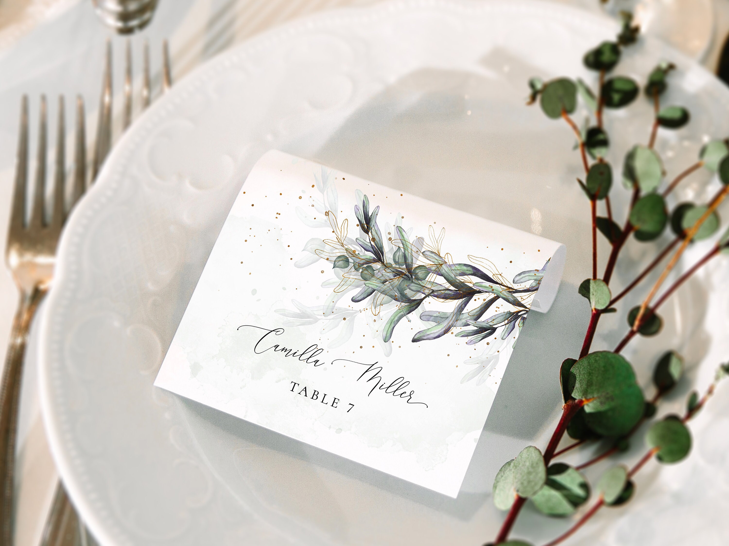 Printable Wedding Table Name Tag Template Watercolour Boho Etsy.de