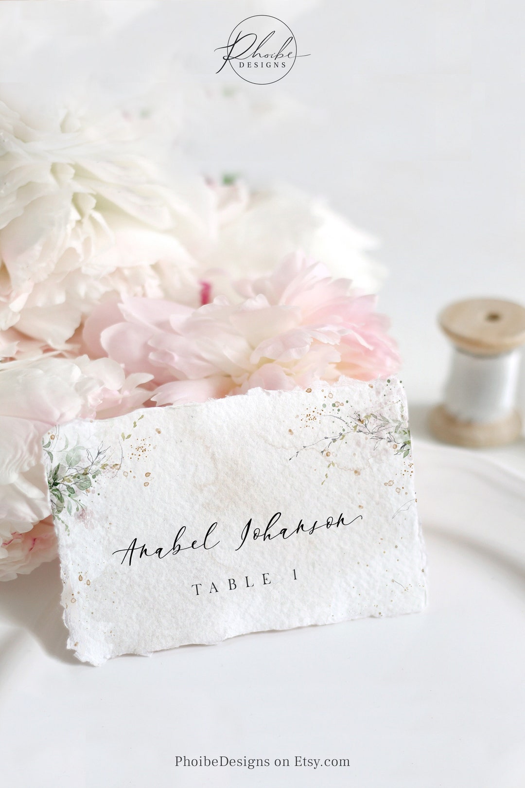 Printable Wedding Place Card Template, Editable Table Name Tag, Personalized Watercolor Greenery ...