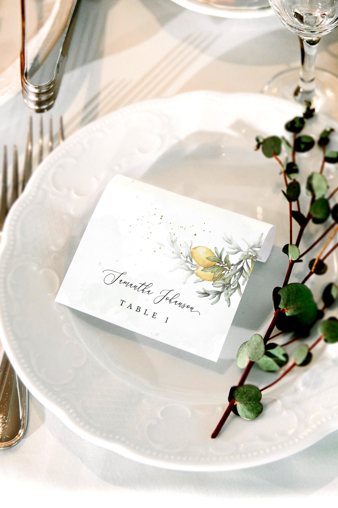 Lemon Printable Wedding Table Name Tag Template Watercolour Etsy
