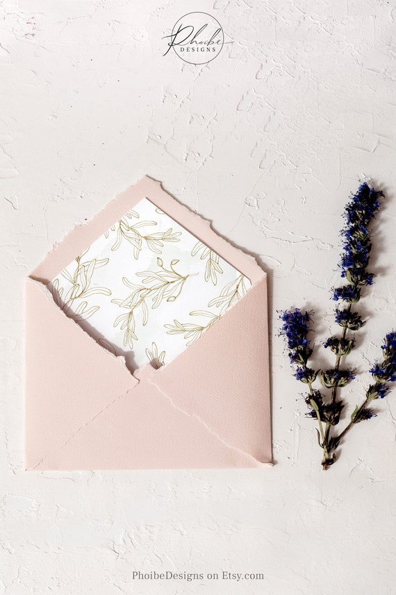 Gold Olive Branch Envelope Liner: A7 A1 C6 Euro & Square Flap, AURA (Digital Download)