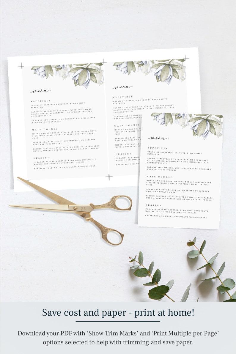Water Lily Menu Template Printable Personalised Wedding Menu - Etsy UK