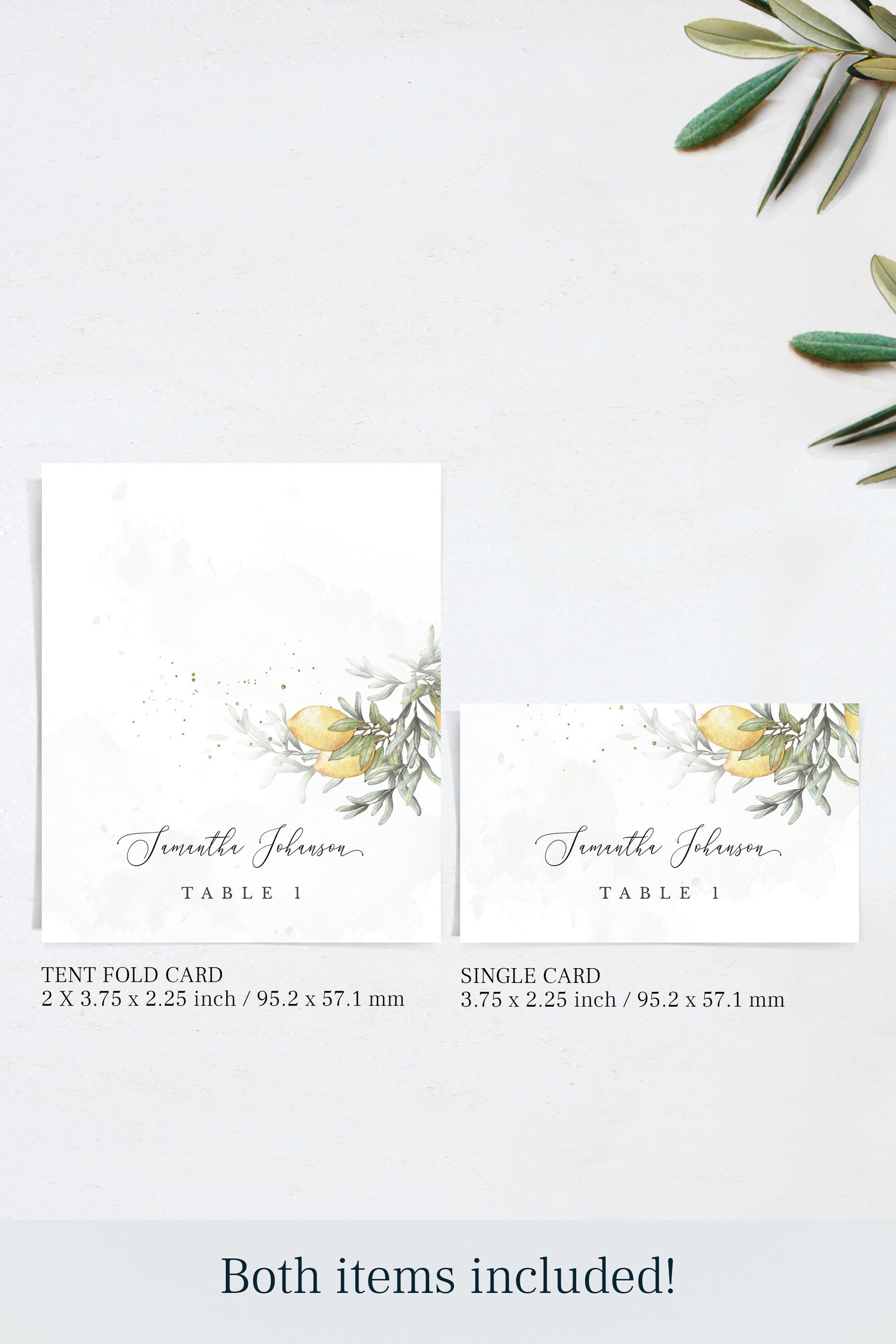 Lemon Printable Wedding Table Name Tag Template Watercolour Etsy