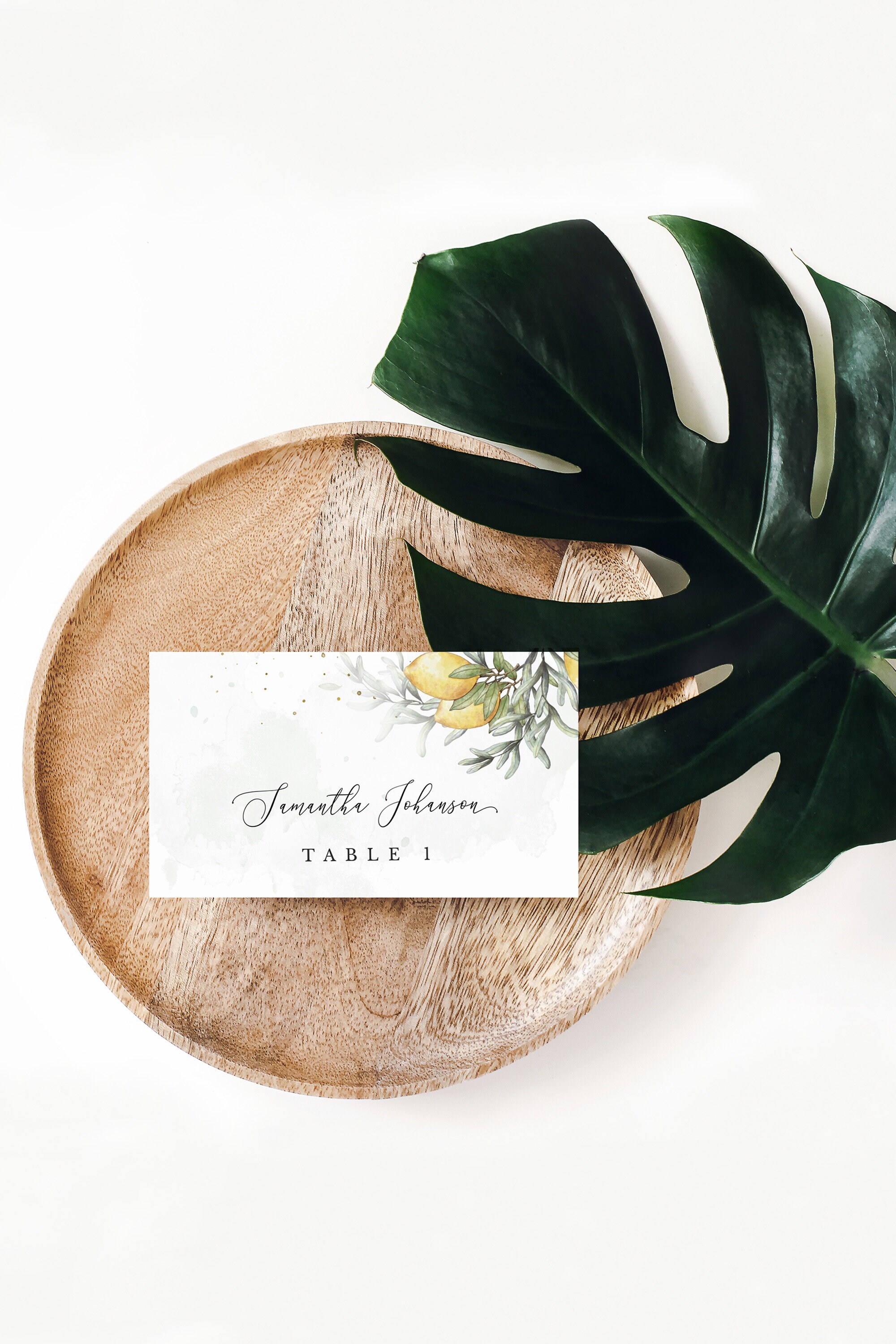 Lemon Printable Wedding Table Name Tag Template Watercolour Etsy