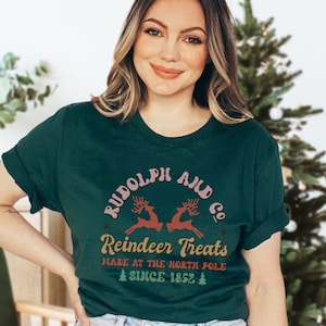 Rudolph & Co T-Shirt, Cute Christmas Reindeer Shirt, Retro Christmas