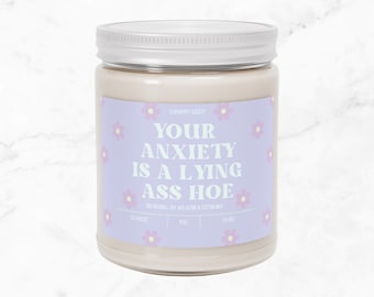 Kaars voor angstverlichting, grappig cadeau voor geestelijke gezondheid, sojakaars van 9 oz