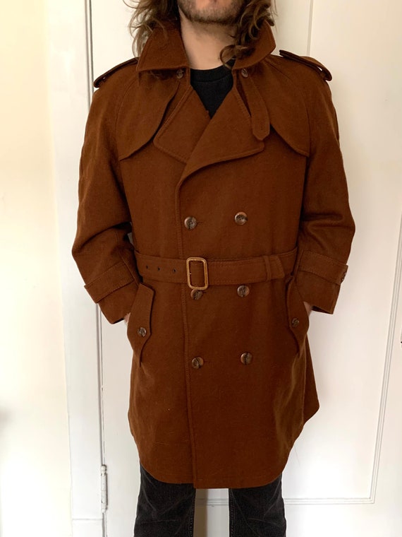 Vintage Cortefiel Belted Wool Trench Coat
