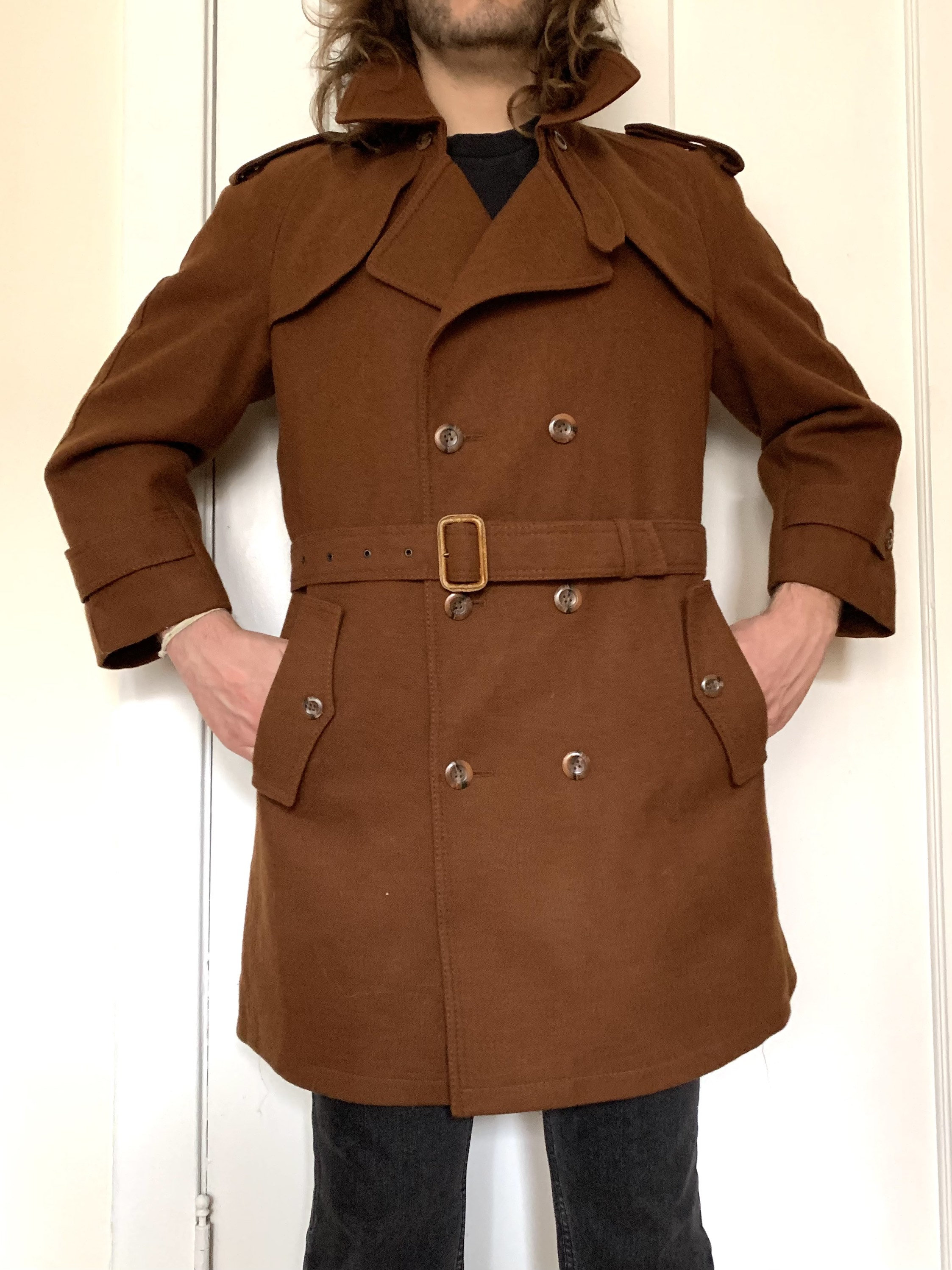 Vintage Cortefiel Belted Wool Trench Coat Etsy