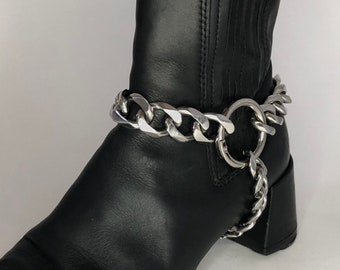 Handmade Stainless Steel Chain Boot Harnesses - Punk Gothic Chunky Triple Chain Boot Straps - Unisex