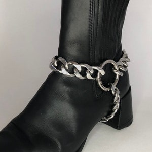 Handmade Stainless Steel Chain Boot Harnesses - Punk Gothic Chunky Triple Chain Boot Straps - Unisex