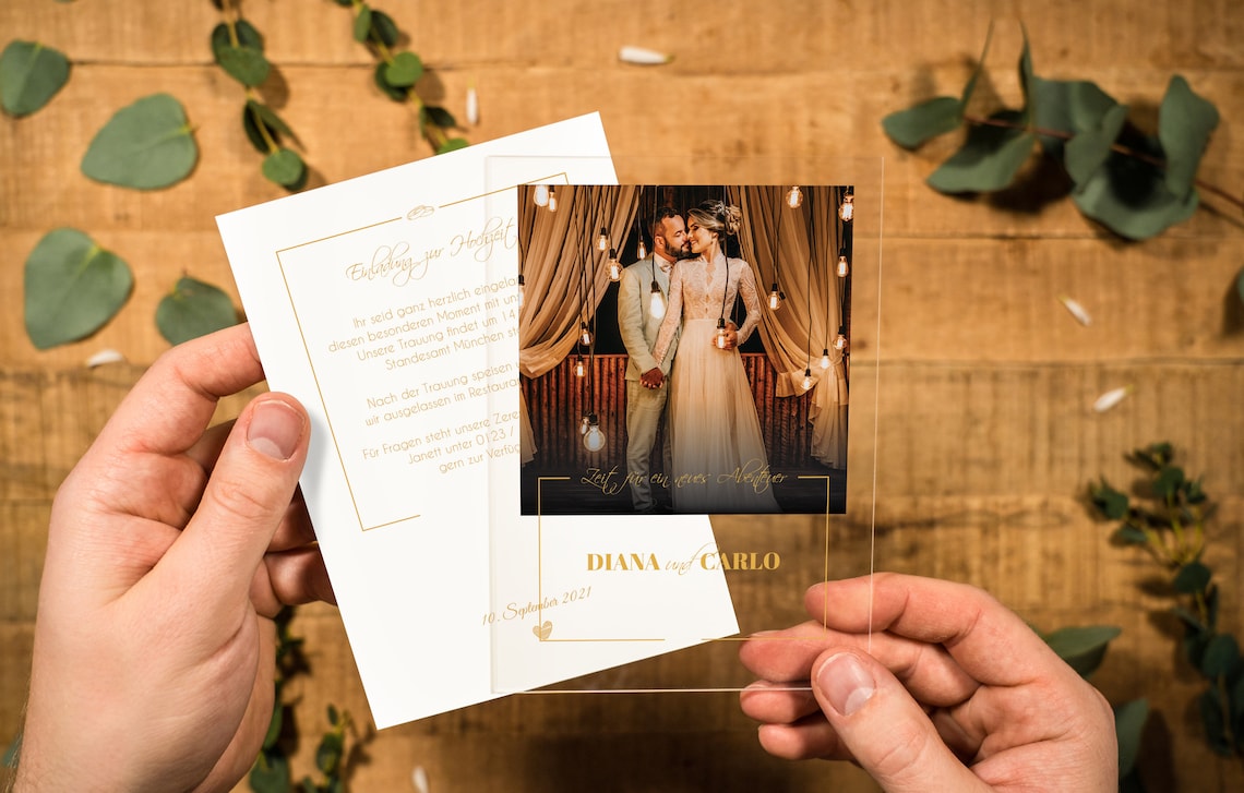 Hochzeitseinladung - Der komplette Guide Acryl Hochzeitseinladung im SET Foto Gemeinsamer Weg Acryl Bild 1