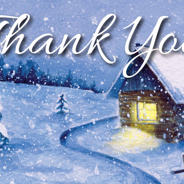 POSTAL "THANK YOU" Post Card - Cabin in Snow