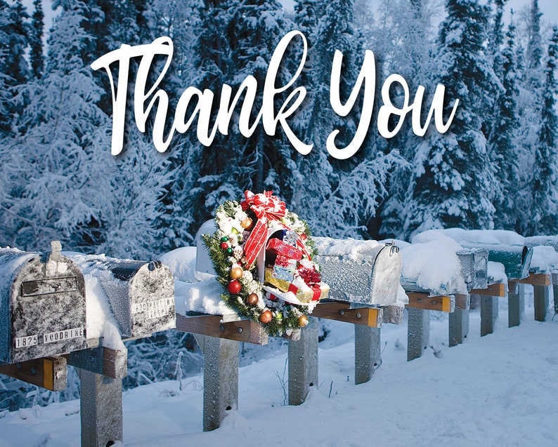 Mail Carrier Christmas Card Mailboxes All in a Row Thank You Etsy