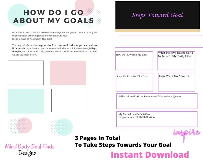 My Vision Board Worksheet Digital Planner Steps Towards Your | Etsy