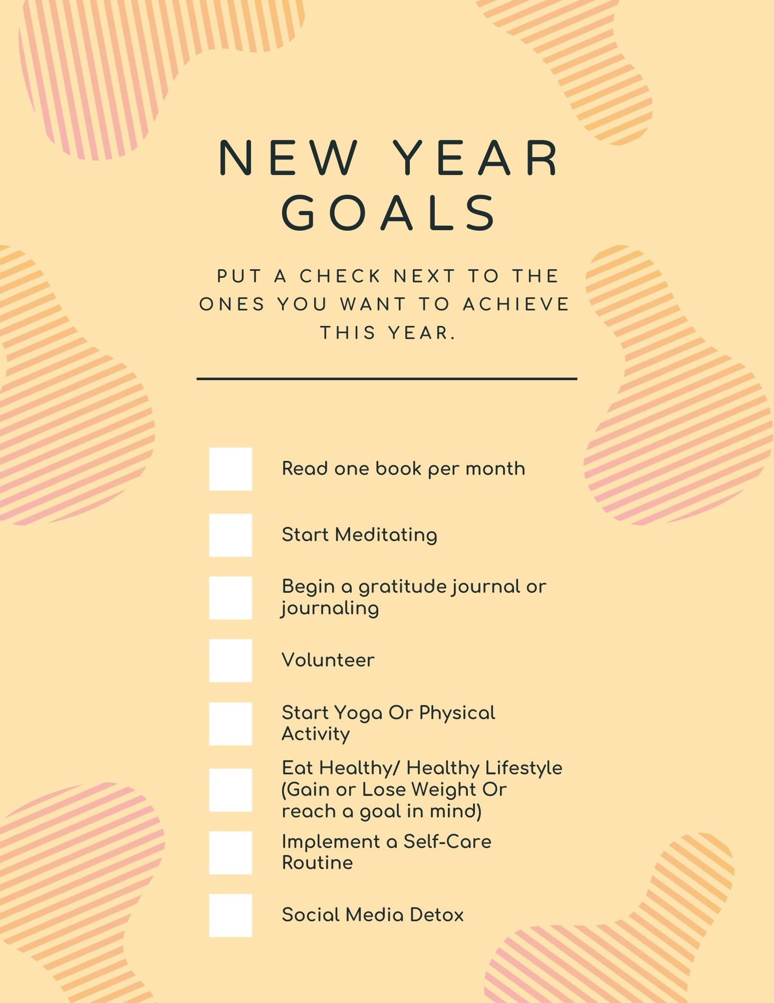 New Years Resolution Resolution Ideas Goals Printable New Etsy UK