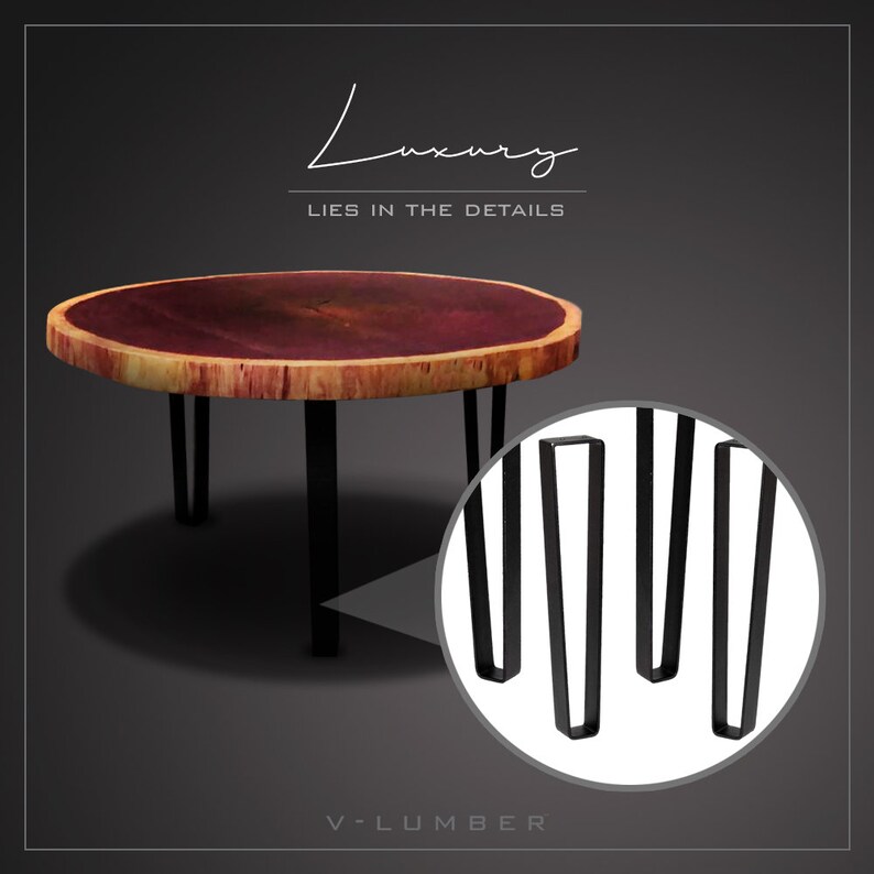 Coffee Table Purple Heart Exotic Wood Slab Table Live Edge Etsy