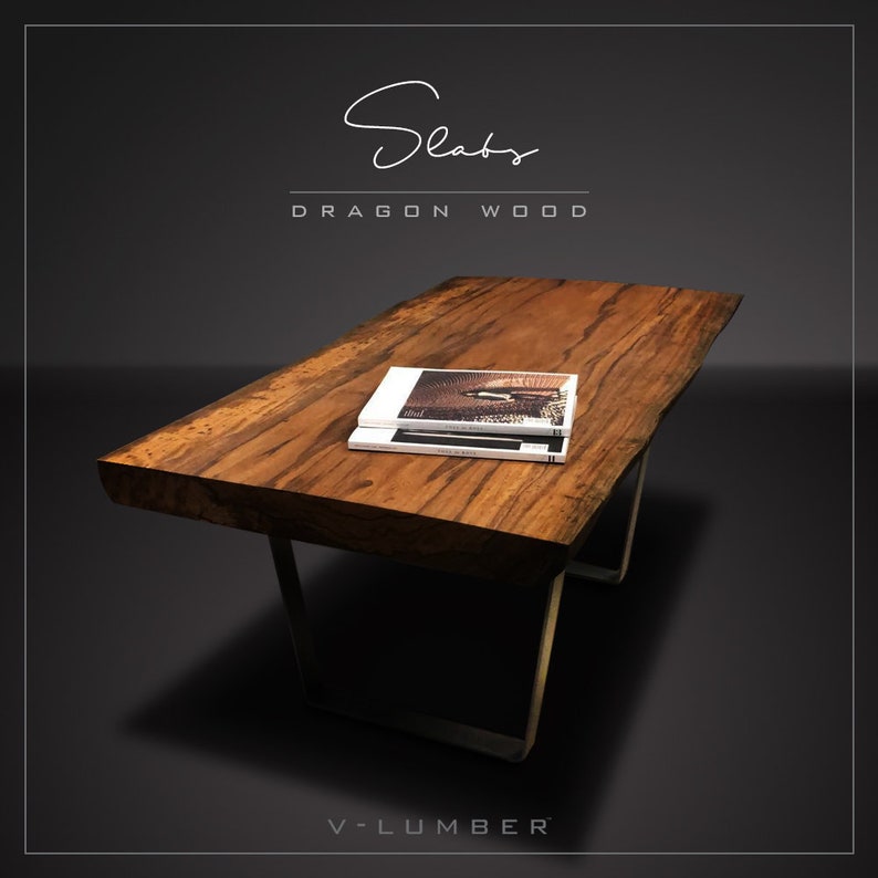 Dining Table Dragonwood Exotic Wood Slab Table Live Edge Etsy