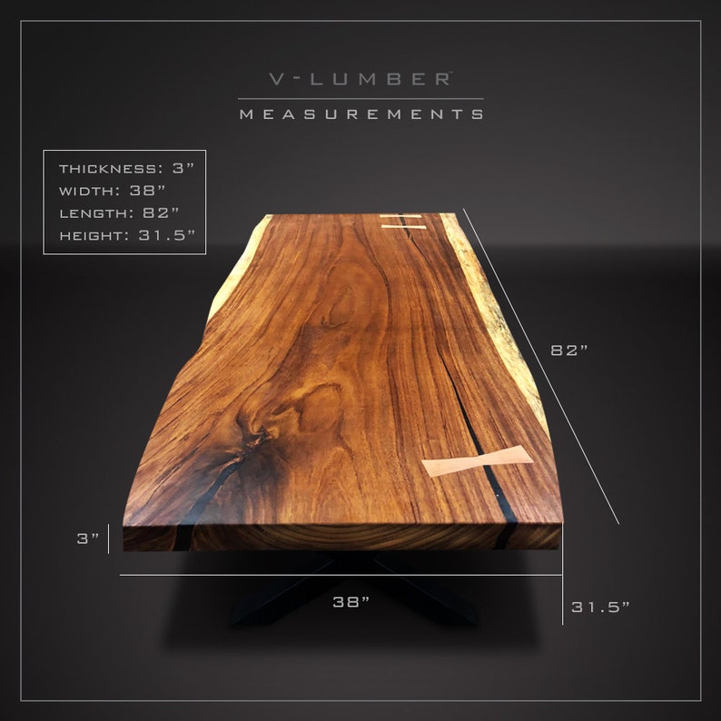 Dining Table Guachapali Exotic Wood Slab Table Live Edge Etsy