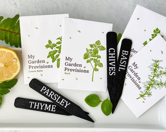 Herb Seeds -Set of  4 Non-GMO, Heirloom seeds with Plant Markers-Basil, Chives, Parsley & Thyme