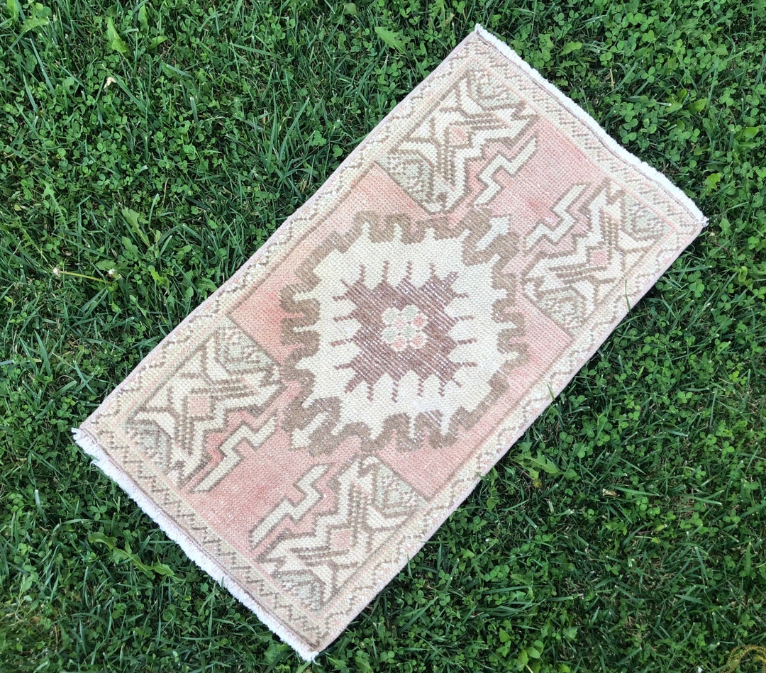 Bathroom Rug, Small Turkish Rug, Small Vintage Rug, Small Antique Rug