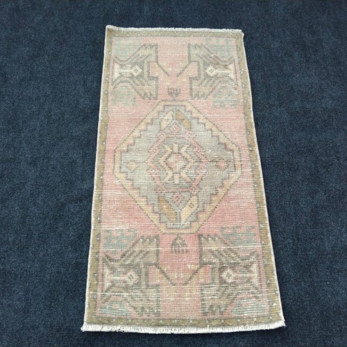 Vintage rug, Small rug, Turkish rug, Doormat rug, Oushak rug, Wool rug, Bohemian rug, Home Decor, Bath rug, Handmade rug, 1.5 shops x 2.9 ft