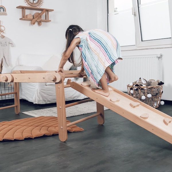 KLETTERDREIECK mit Rutsche, Indoor Babygym, Pickler Klettergerüst Indoor Turnen Kind verstellbar, Geschenk für Kinder