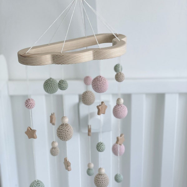 BABY MOBILE crocheted, bassinet mobile cloud, mobile baby with stars, gift birth, christening gift, children's room decoration, changing table decoration