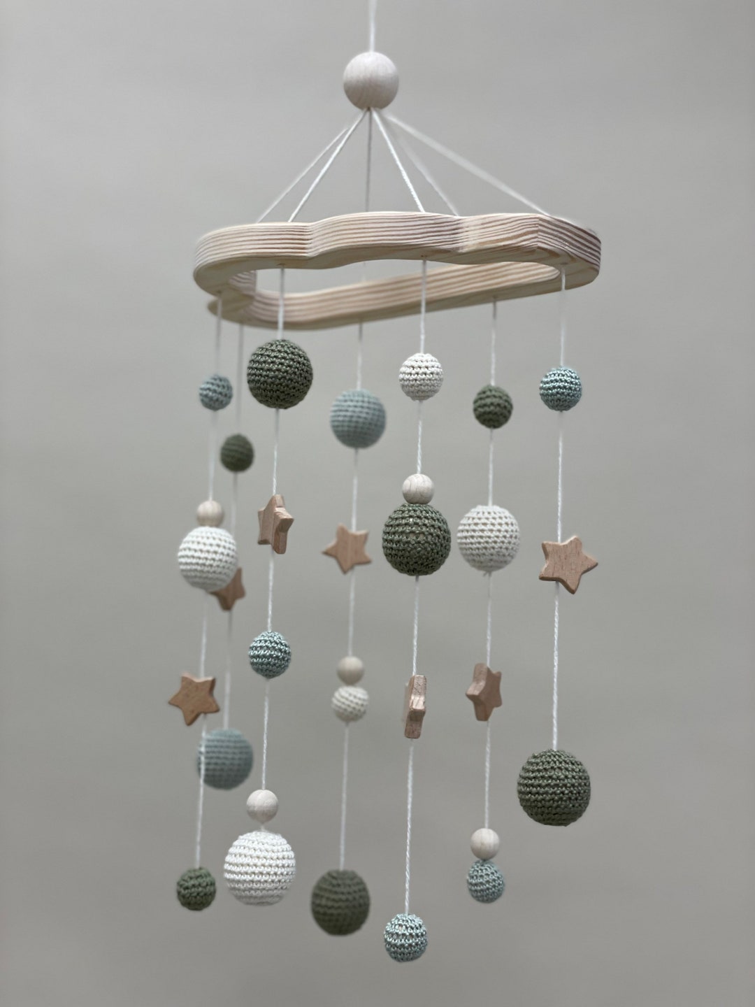 Baby Mobile MAGGA gehäkelt, Stubenwagenmobile Wolke, Mobile Baby mit