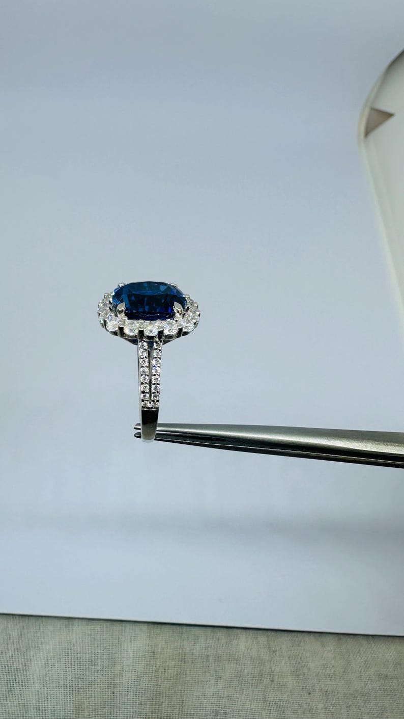 Tanzanite Gemstone Ring: 925 Sterling Silver engagement ring with Diamond image 14