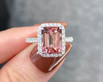 Hermoso anillo de turmalina rosa, hermoso anillo de turmalina, anillo de turmalina de plata esterlina 925, regalo para ella, anillo para su anillo de bodas.
