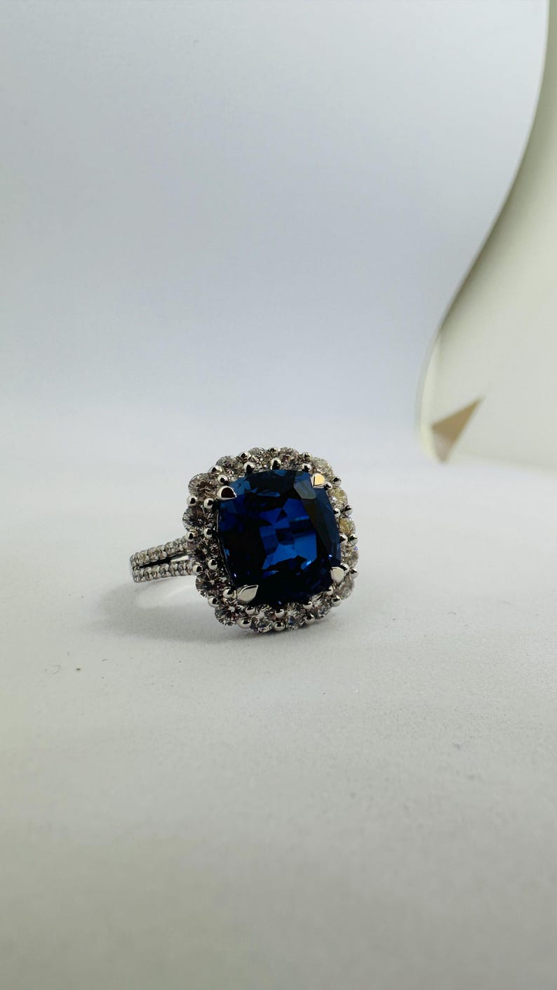 Tanzanite Gemstone Ring: 925 Sterling Silver engagement ring with Diamond image 16