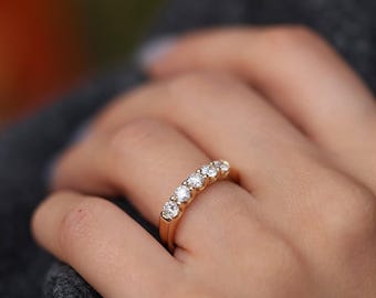 White Sapphire Eternity Band – Sterling Silver Wedding Ring, Anniversary Stackable for Women