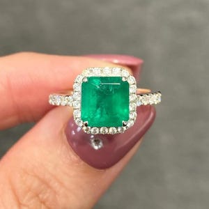Vintage & gorgeous emerald Ring beautiful Square emerald stone Ring 925 sterling silver ring for her engagement ring wedding ring.