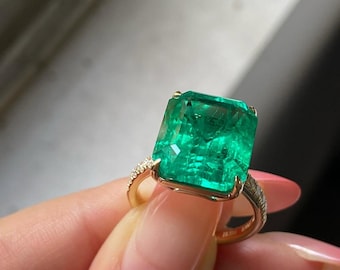 Anillo de esmeralda: anillo de compromiso vintage de plata de ley 925