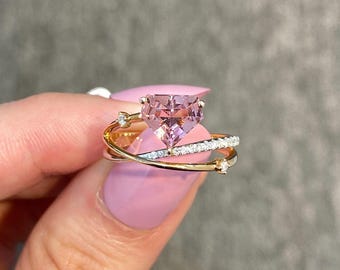 Pink Sapphire Ring: 925 Sterling Silver, Gold/Rose Gold Plated engagement rings vintage jewelry