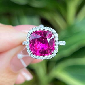 Anello con spinello rosa taglio cuscino: argento sterling stile vintage