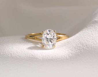 Ovale Moissaniet-solitairering: 925 sterlingzilveren verlovingsring