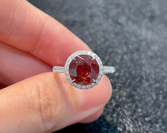 Red Garnet Ring: 925 Sterling Silver Vintage Style