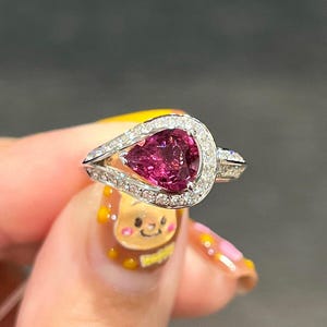 Anello vintage con spinello rosa taglio a pera: anello di fidanzamento in argento sterling 925