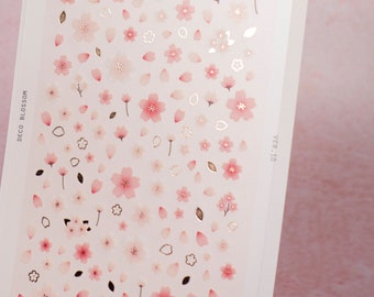 Suatelier Mini Rosa & Gold Kirschblüten Nail Art Aufkleber | Nr.1078 Deko Blüte
