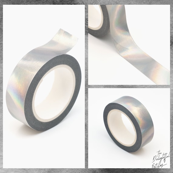 Silver Holographic Foil Metallic Washi Tape 15mm X 10m 