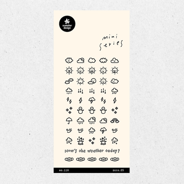 Suatelier Weather Stickers for journaling & diary | 1 sheet | Mini Series No.110 Weather