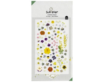 Suatelier Deco Blumenaufkleber | Niedliche koreanische Aufkleber | 1 Bogen | PVC Aufkleber | Nr.1050 Dekoblume | für Journal Deko & Nagelschmuck