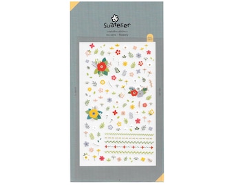 Suatelier Flower Stickers for Journal Deco & Nail Art | Cute Korean Stickers | 1 sheet | PVC stickers | No.1070 Flowerly