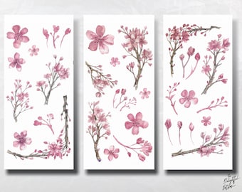 Aquarell Sakura Washi Aufkleber | Kirschblüten gestanzte Abziehbilder