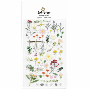 Suatelier Flower Letter Stickers | Cute Korean Stickers | 1 sheet | PVC stickers | No.1089 Flower Letter
