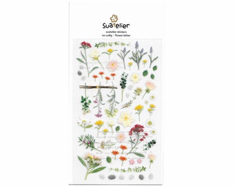 Suatelier Romantische Blumenaufkleber | koreanische PVC-Sticker | No.1089 Blumen Buchstabe