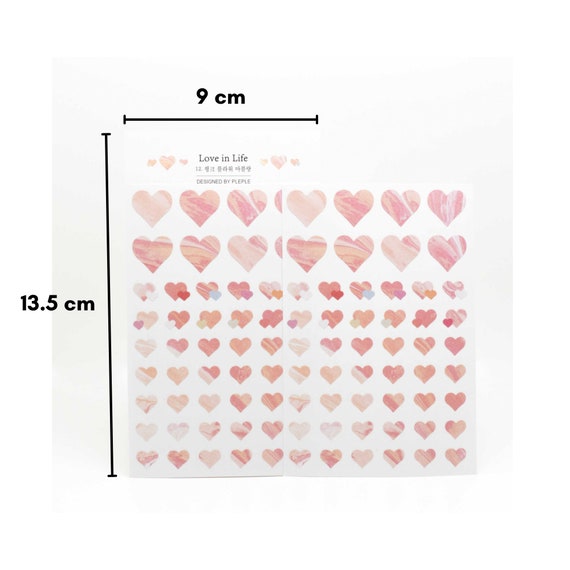 Pink & White Marbling Heart Stickers Pack of 2 Cute Korean Heart Stickers  for Scrapbooking, Decorating BUJO, Planner, Calendar 
