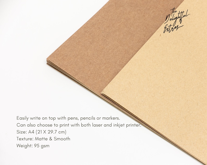 A4 Kraft Sticker Paper | Matte Brown Printable Label Sheets (10 Sheets, 95gsm) image 3